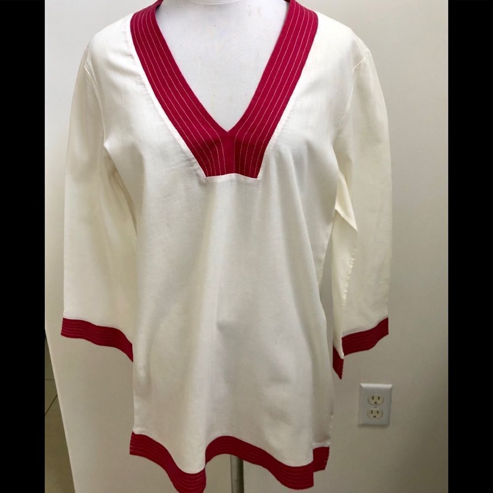 Vix ivory red 100% cotton swim cover up M/L